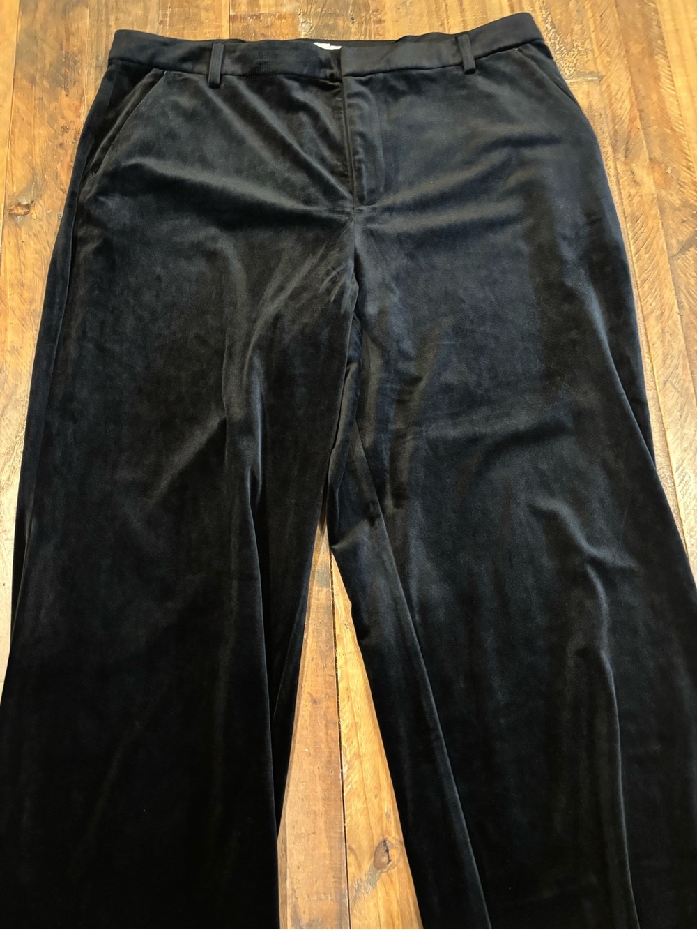 Good American Black Velvet Wide Leg Trousers